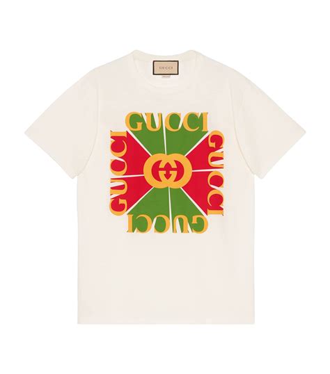 gucci white logo print t-shirt|vintage gucci logo t shirt.